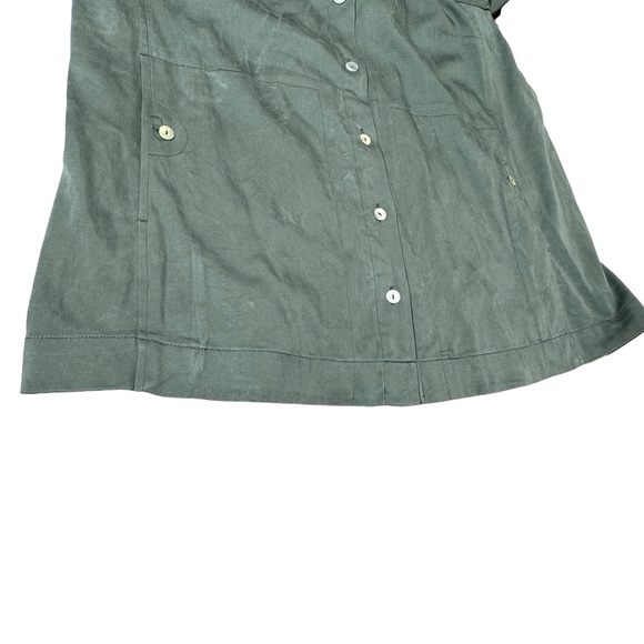 Soft Surroundings Womens Blouse Shacket Size M Roll Tab Green Pockets Casual - Picture 7 of 12